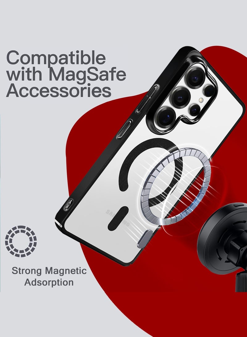 CATANES Electroplated Magnetic Transparent Case for S26 Ultra - Camera Guard and Shock-Resistant Frame with Privacy Screen Protector - Black - Image 4